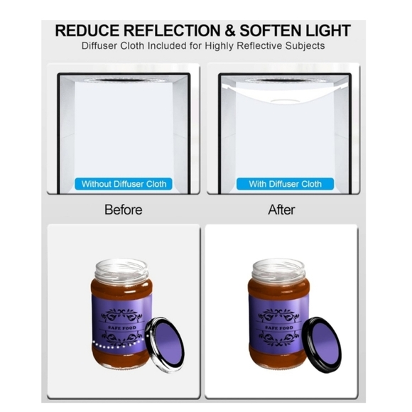 Photo Studio Black Portable - 10" D, 10" W, 10" H - Picture 4 of 6